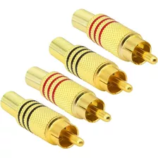 Conector Rca Plug Macho Metalico Con Resorte 4 Unidades