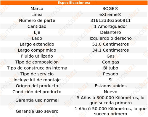 (1) Amortiguador Gas Izq/der Del Freestar 04/07 Boge Extreme Foto 2