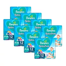 Kit 96 Fraldas Pampers Para Água Splashers Baby Shark P-m 