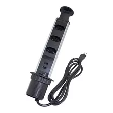 Kit 4 Torre Tomada Para Bancada 3 Plug E 2 Usb Preto Hafele