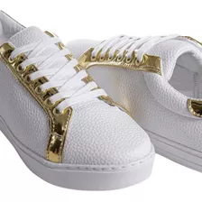 Tenis Hombre Sneakers Blancos Texturi Det Dorado Alexis Roma