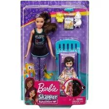 Boneca Barbie Babysitter Babá Skipper Com Caminha - Mattel