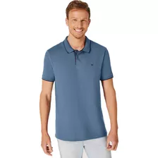 Camisa Polo Azul Básica Hering Orig. Masculina Malha Piquet