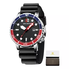 Reloj Casual De Silicona Con Calendario De Cuarzo De Ben Nev Color Del Fondo Rojo/azul