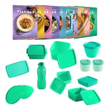 Set De 10 Herméticos Tupperware Aqua +recetario Para Viandas