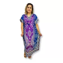 Vestido Kaftan Indiano Longo Plus Size Estampa Kfta-14