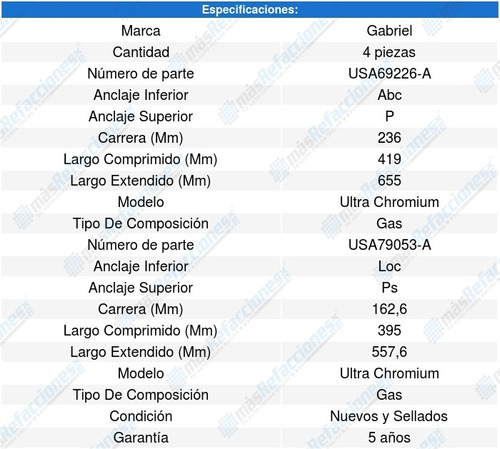 Set 4 Amortiguadores Volkswagen New Beetle L4 1.8l 00-10 Foto 3