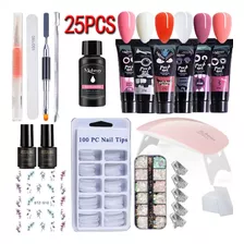 Kit Polygel 15 Ml + Tipsdual+ Base + Top 25 Unidades