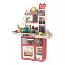 Cozinha Infantil Completa Grande Som Vapor Água Tablet 85cm Cor Rosa