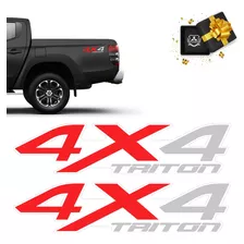 Adesivos 4x4 L200 Triton Emblema Lateral Vermelho E Cinza