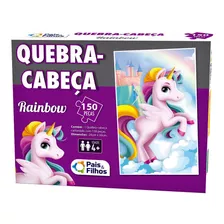 Quebra Cabeça 150 Peças Rainbow Infantil Unicornio Menina