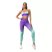 Conjunto Seamless Deportivo Degradé Top + Calza Push Up 