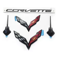 Corvette C7 Stingray Coupé - Kit De Emblemas Metálicos Para 