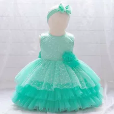 Vestido De Bebé De Fiesta Mini-mi Modelo Magalí Verde Agua