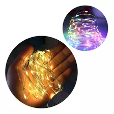 Cordão Arame Fio De Fada Colorido/warm A Pilha 30 Leds 3m