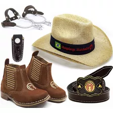 Kit Infantil Botina + Chapeu Mm + Espora + Bainha + Cinto