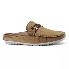 Sapato Slip On Mule Mocassim Casual Sem Calcanhar Em Camurça