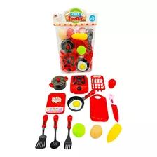 Cozinha Infantil Panela Frigideira Fogão Balança - Vermelho