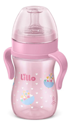 Mamadeira Com Alça Super Evolution 240ml Rosa - Lillo