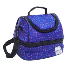 Bolsa Para Marmita Lancheira Térmica Dupla Estampada Azul