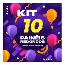 Kit 10 Painéis Redondo Em Tecido Sublimado 1,0m Vários Temas