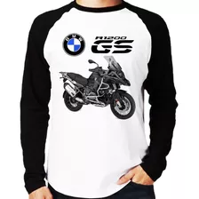 Camiseta Raglan Moto Bmw R 1200 Gs Triple Black Longa