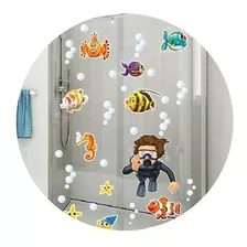 Adesivo Infantil Para Box De Banheiro E Parede Mergulhador