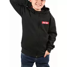 Blusa Moletom Uniforme Sesi Infantil Com Zíper E Capuz