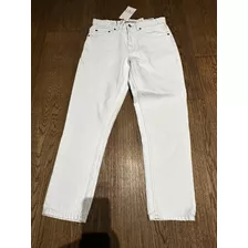 Jeans Blancos Zara Hombre, Modelo 1985 Slim Crop, Talla 38