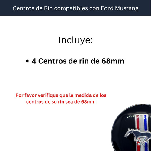 4 Centros Tapas De Rin Para Ford Mustang 68 Mm Foto 5
