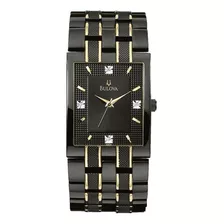 Relógio Bulova 98d004 Preto E Dourado Diamond (original)