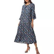 Vestido Casual Moda Manga Larga Estampado Floral Para Mujer