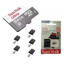 5 Cartão Memoria Micro Sd 64gb Sandisk Original Lacrado C/nf