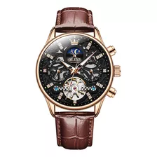 Reloj Mecánico Olevs 6658 Con Correa De Cuero For Hombre