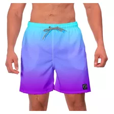 Short Praia Masculino W2 Degrade Azul Roxo Esporte Academia