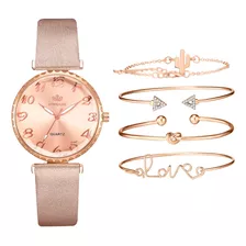 Relógio Feminino Estilo X, Pulseira De Couro De Luxo, Pulsos