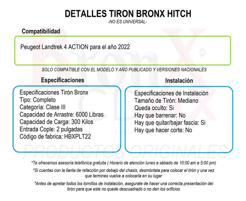 Tiron Jalon Remolque Peugeot Landtrek 2022 Bronx Foto 7