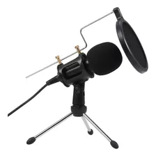Microfone Profissional Com Suporte Mini Mic, Condensador, 