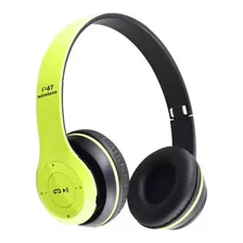 Fone De Ouvido Bluetooth Regulavel P47 Cor Verde/cinza