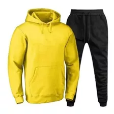 Conjunto Moletom Masculino Liso Calça Blusa Canguru Oferta