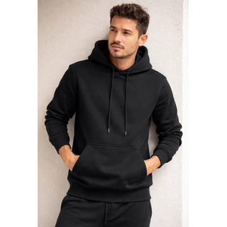 Moletom Masculino Preto Com Capuz E Bolso Canguru