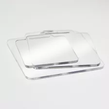 50 Base Medalha Em Acrilico Cristal Cast 2mm - Quadrada 5cm