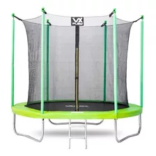 Cama Elástica Vx Play Premium Security Jvp-244veps Con Diámetro De 244 cm, Color Del Cobertor De Resortes Verde Lima Y Lona Negra