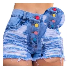 Short Jeans Feminino Com Botões Coloridos: Colorindo A Vida