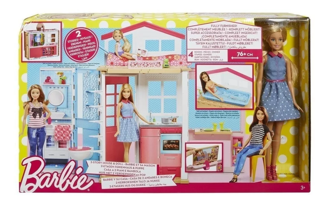 Barbie Casa Glam De 2 Pisos Portatil Con Muñeca Y Accesorio
