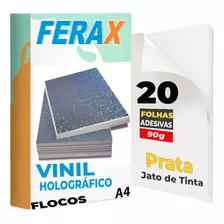  Vinil Holografico Adesivo - Jato De Tinta - A4 20 Folhas Cor Flocos