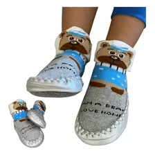 Meia Pantufa Infantil Com Antiderrapante Masculino