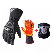 Luva Motociclista Frio Impermeável+bandana Caveira + Brinde