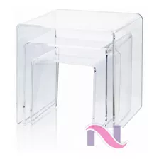 Expositor Acrilico Plataforma Vitrine Loja Kit 3 Peças Ps Cor Cristal