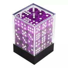 Central Dice - 36 D6 De 12mm: Translucido Violeta E Branco